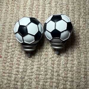 Set‎ of 2 Soccer Ball Drawer Pulls Knobs Finials Handles Kids Room Sports Decor